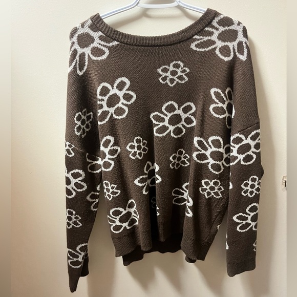 Brown floral knit sweater - Picture 2 of 2